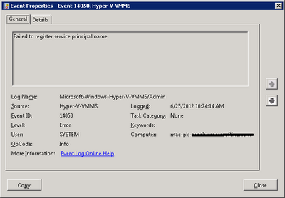 Hyper-V-VMMS service fails and Event ID 14050