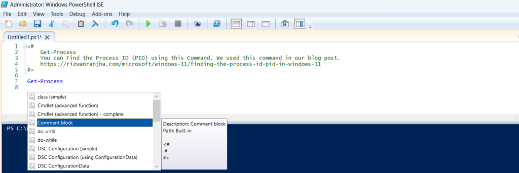 Comment Out Code in PowerShell Script