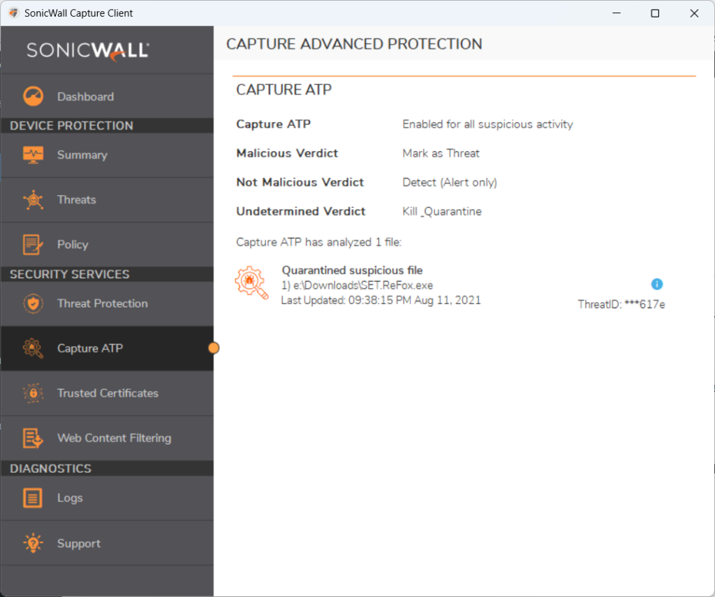 SonicWall Capture Advanced Threat Protection (ATP), Capture ATP