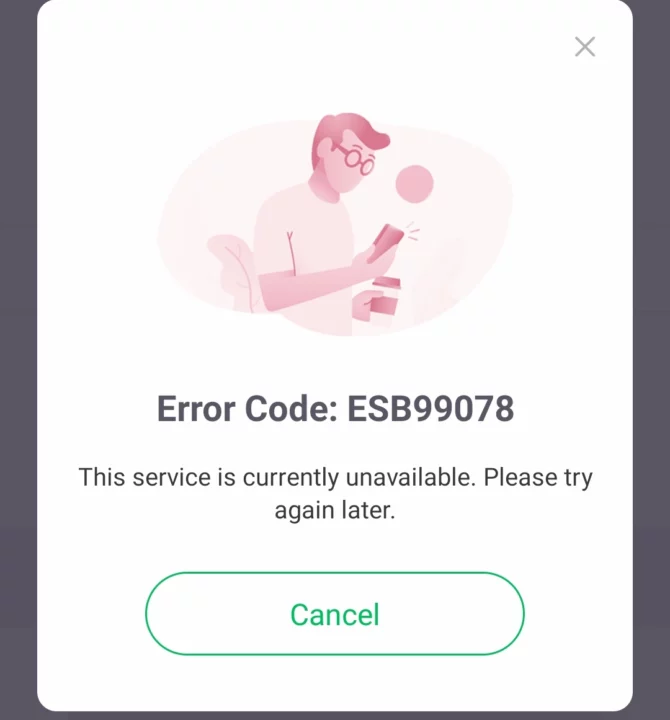 Easypaisa Error Code ESB99078