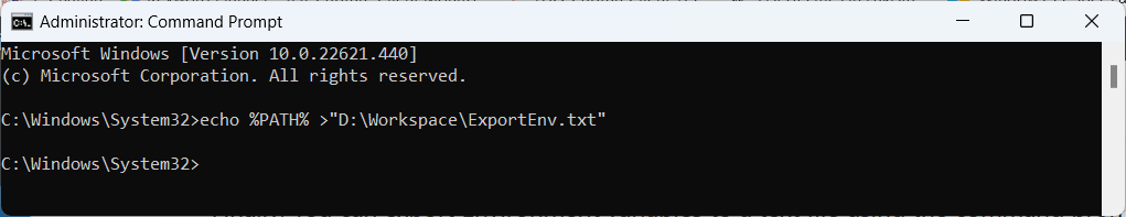 Export Environment variables To a Text File with Echo Command